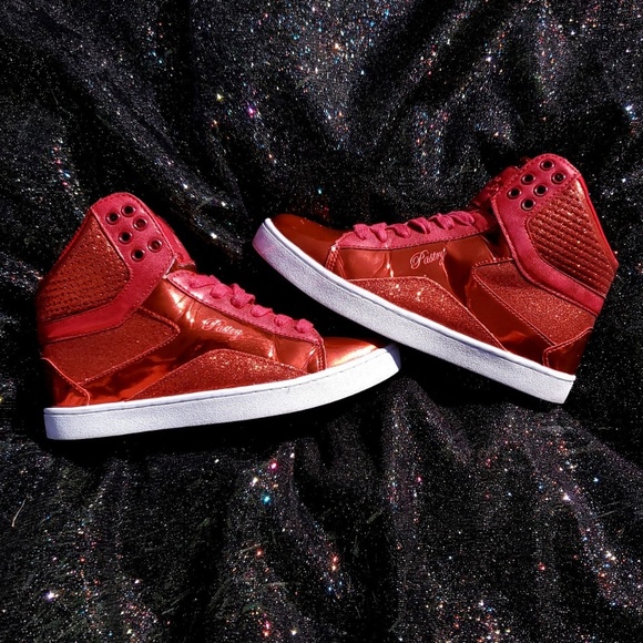 Pastry Shoes - RUBY RED SPARKLE METALLIC HIGHTOPS
